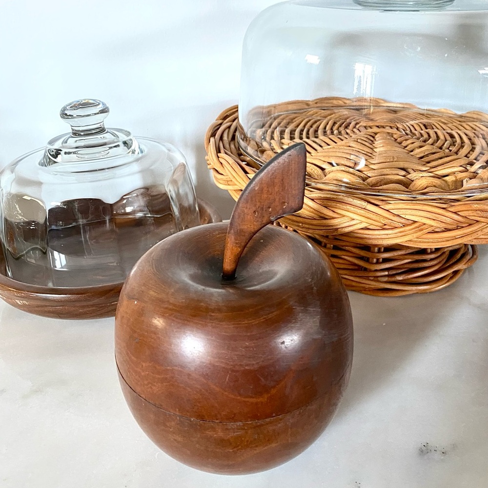 VTG Rare Walnut Apple Tea Caddy